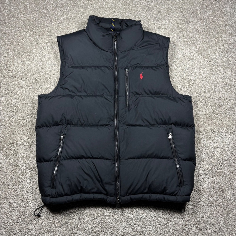 Polo Ralph Lauren Performance Black Duck Down Puffer Vest Mens Large NWOT